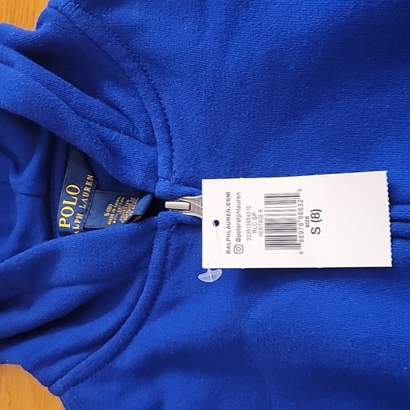 NEW Kids Polo Navy Blue Zip Up Hoodie Sweatshirt - Picture 2 of 2